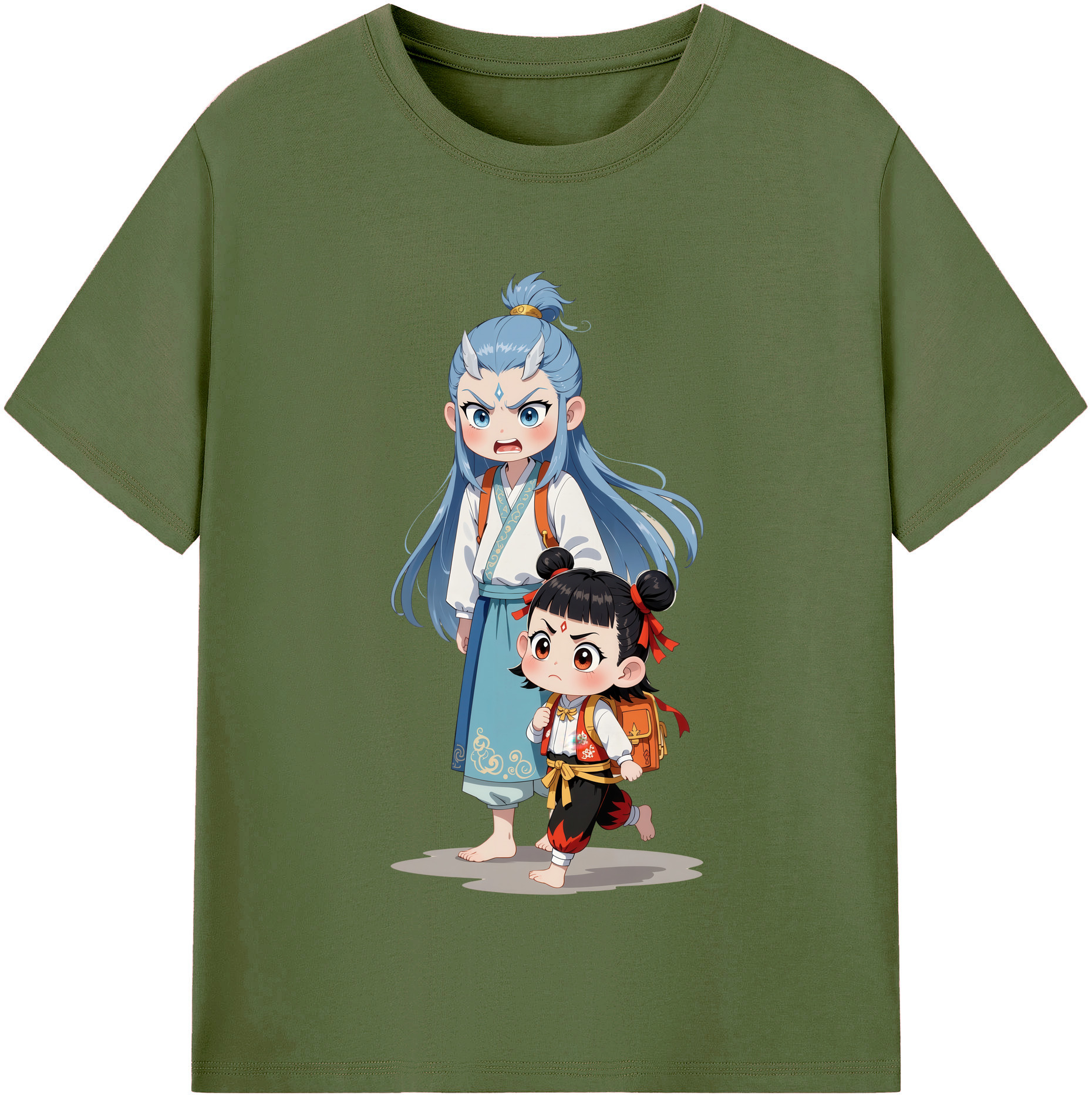 （画像用） Ne Zha 2 ナタ 魔童の大暴れ 綿100％半袖Tシャツ（フロントプリント）